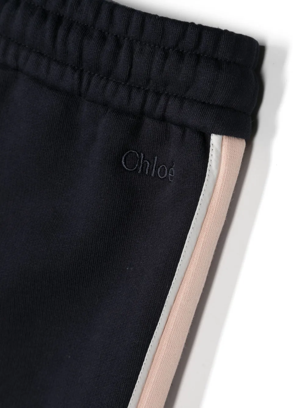 Chloé Contrast Stripe Knitted Cotton Jogging Bottoms 8-14 Years In Blue