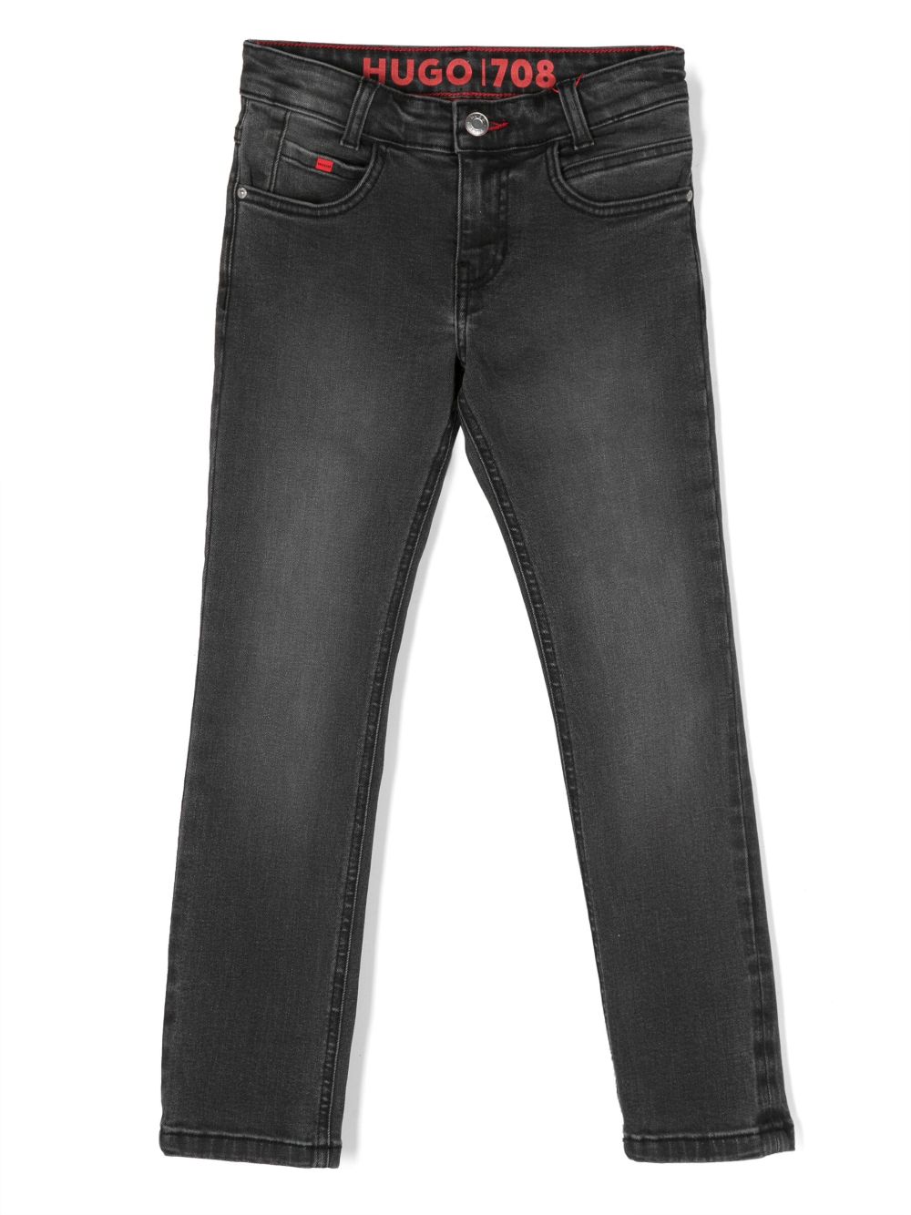 Image 1 of HUGO KIDS straight-leg logo-patch jeans