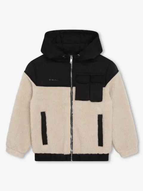 Givenchy Kids chamarra con capucha y aplique del logo