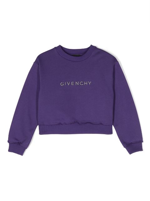 Givenchy Kids logo-embroidered cropped sweatshirt