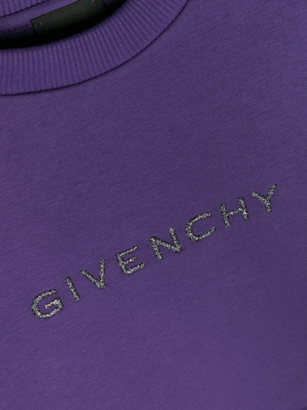 Shop Givenchy Logo-embroidered Cropped Sweatshirt In Purple