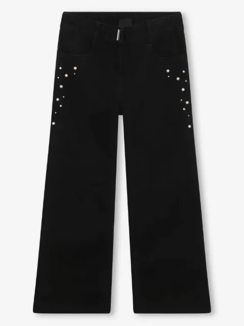 Givenchy Kids pearl-embellishment wide-leg jeans