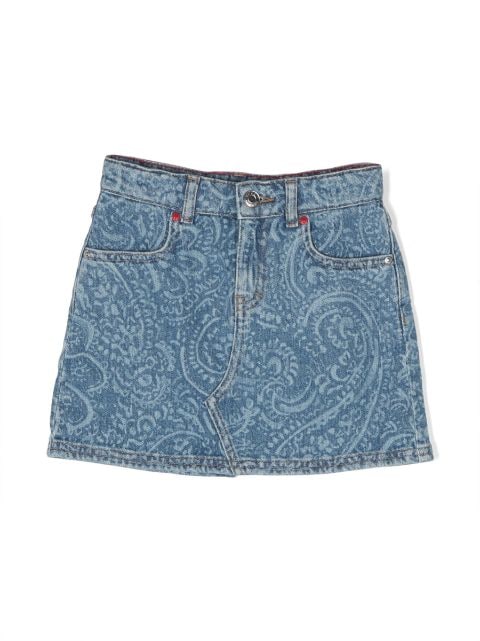 HUGO KIDS pailey-print stretch-cotton denim skirt