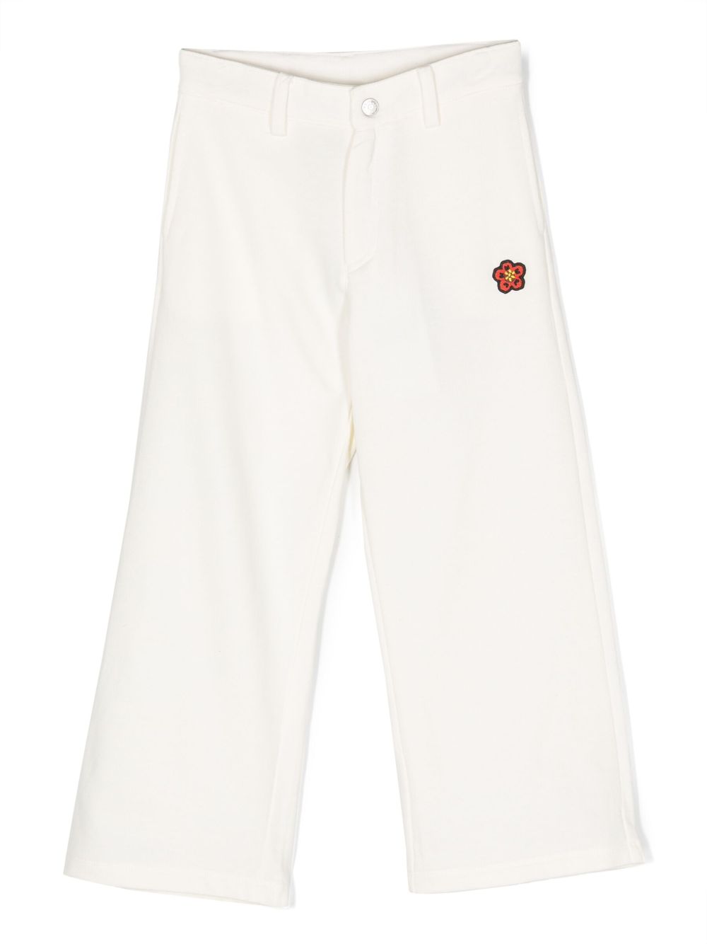 Kenzo Kids logo-patch straight-leg trousers - Neutrals