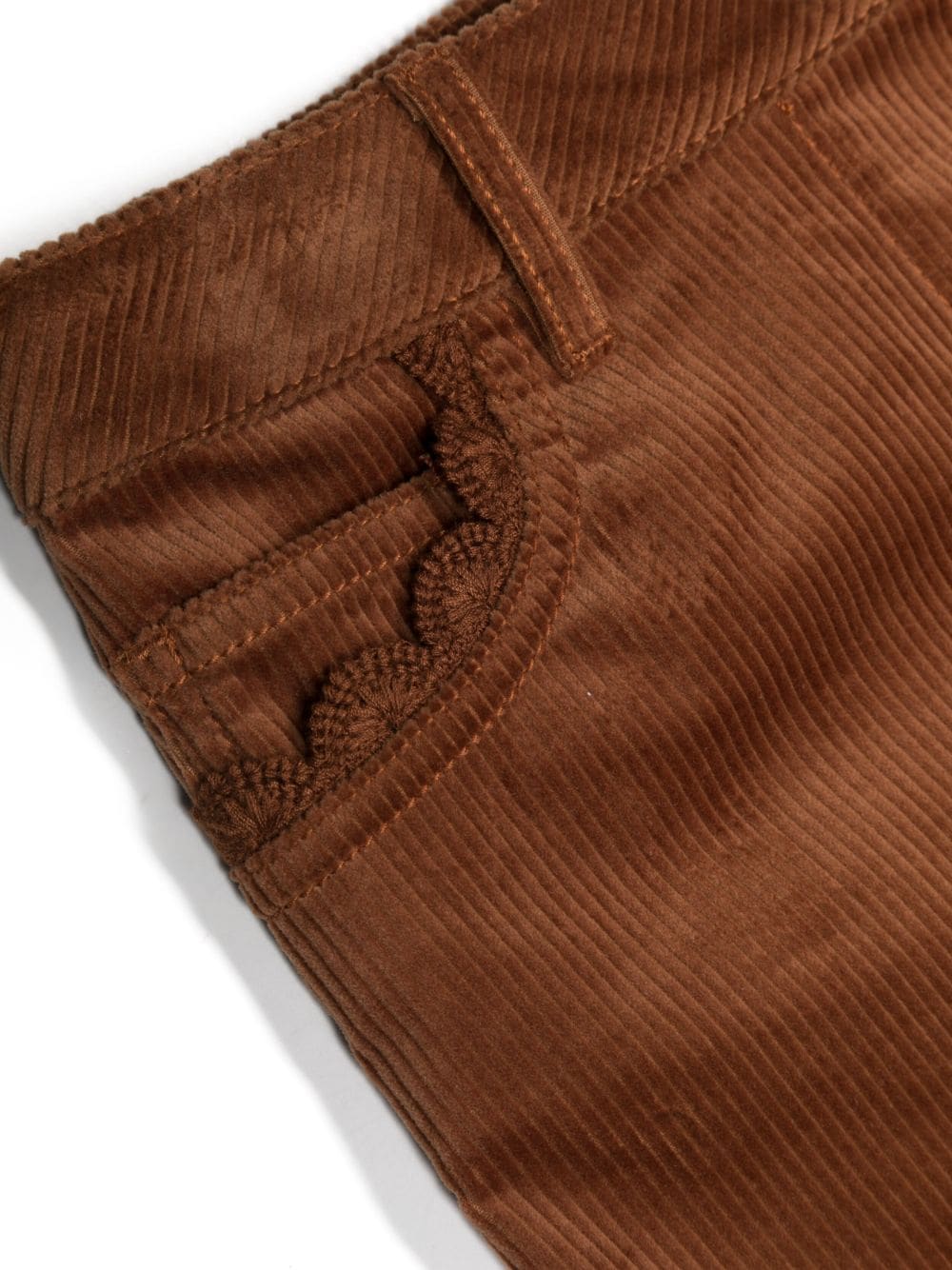 Shop Chloé Scallop-detail Corduroy Skirt In Brown