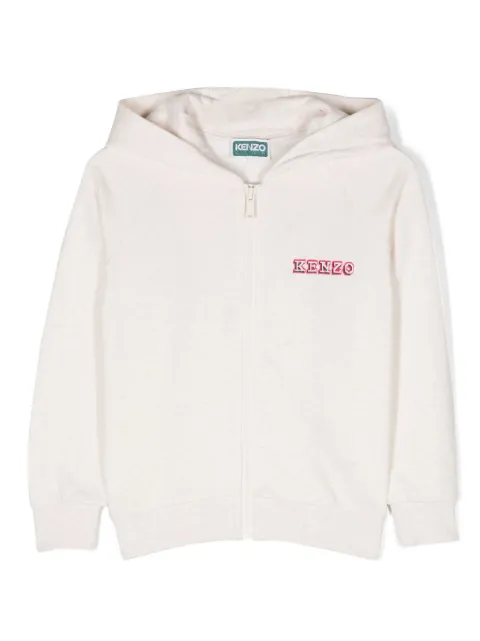 Kenzo Kids logo-print zipped cotton cardigan