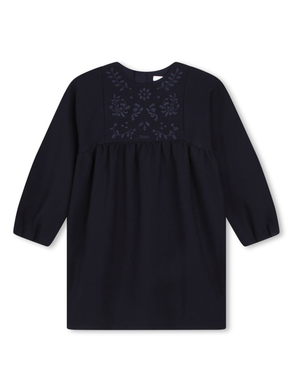 Shop Chloé Floral-embroidered Organic-cotton Blend Dress In Blue