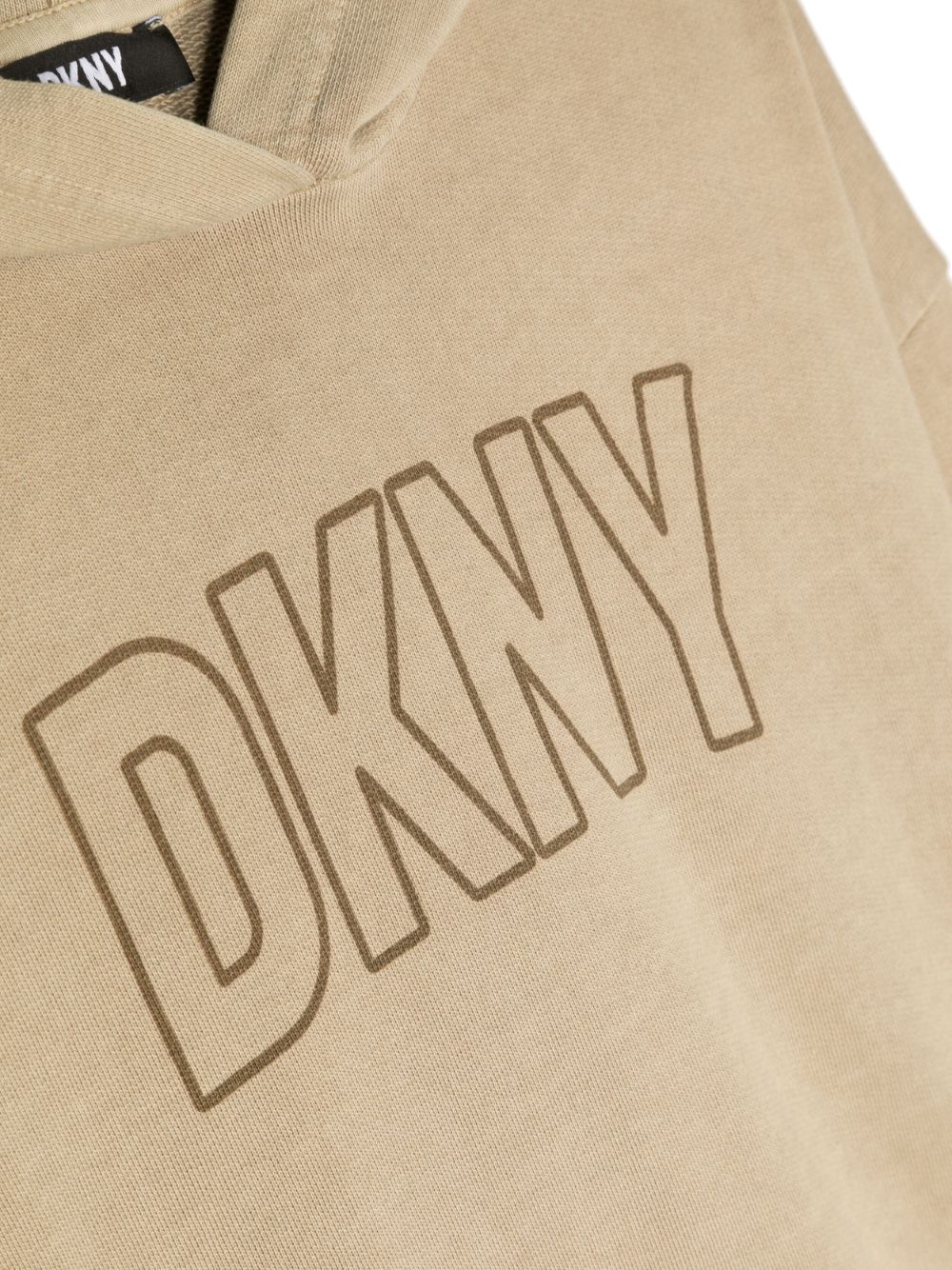Shop Dkny Logo-print French-terry Hoodie In Neutrals
