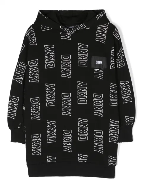 Dkny Kids logo-print cotton hooded dress