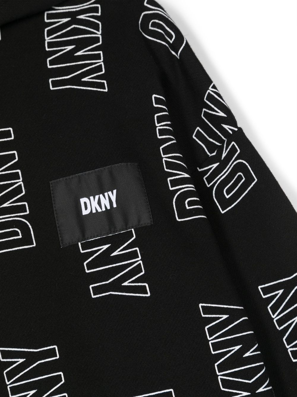Shop Dkny Logo-print Cotton Hooded Dress In Black