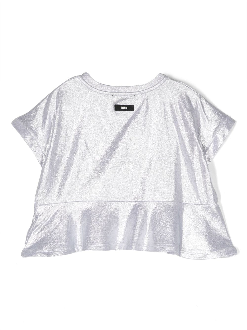 Shop Dkny Embroidered-logo Glossy T-shirt In Silver