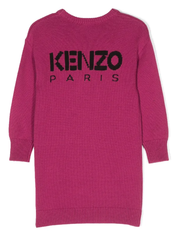 Kenzo Kids Boke Flower Knitted Dress Kids Cotton Viscose Polyamide Wool 10 Pink