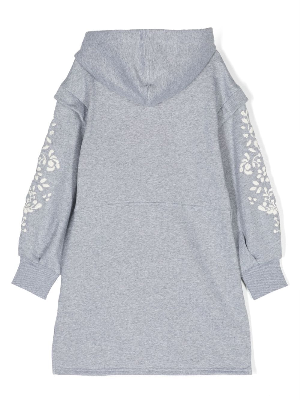 Shop Chloé Embroidered-design Hooded Dress In Grey