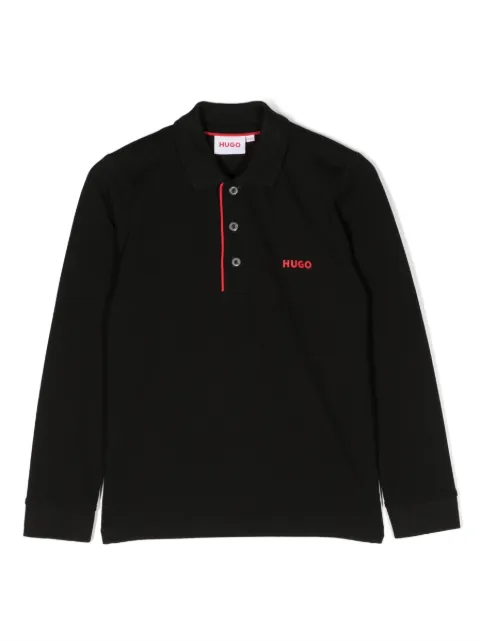 HUGO KIDS piqué long-sleeve polo shirt 