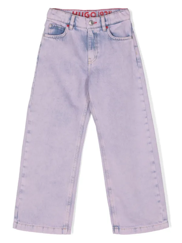 Pink purple and store white patch jeans