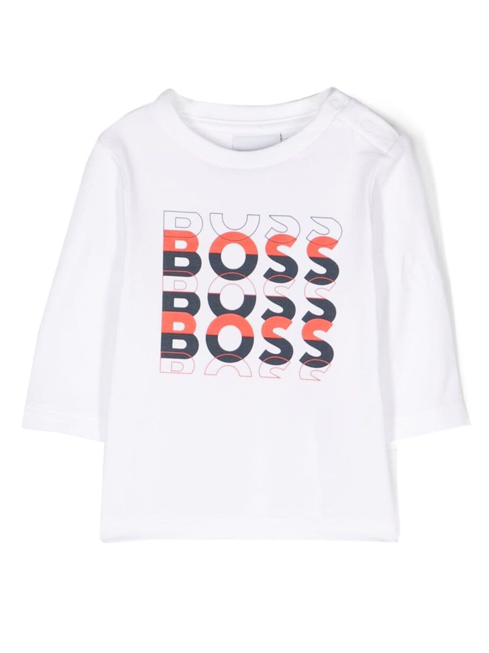Bosswear Babies' Logo-print Long-sleeve Top In White