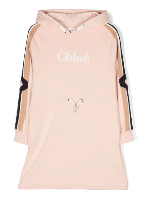 Chloé Kids logo-embroidered hooded dress