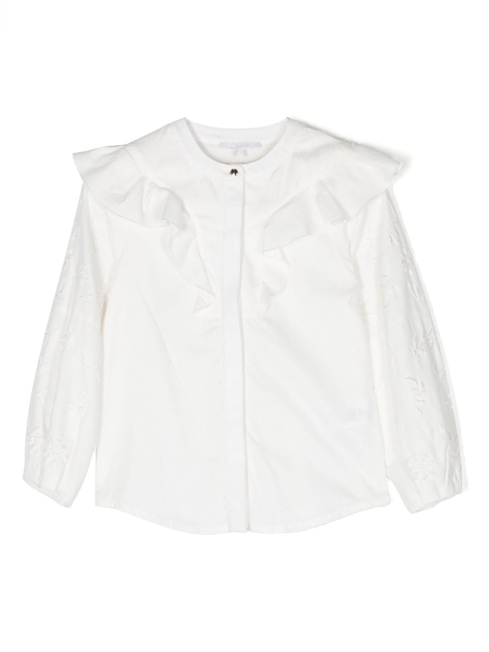 Image 1 of Chloé Kids embroidered-design cotton blouse