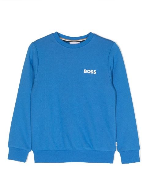BOSS Kidswear logo-print cotton-blend sweatshirt