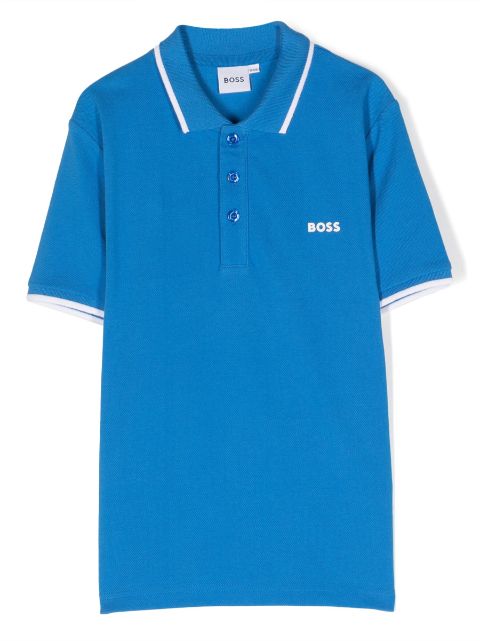 BOSS Kidswear playera tipo polo con logo estampado