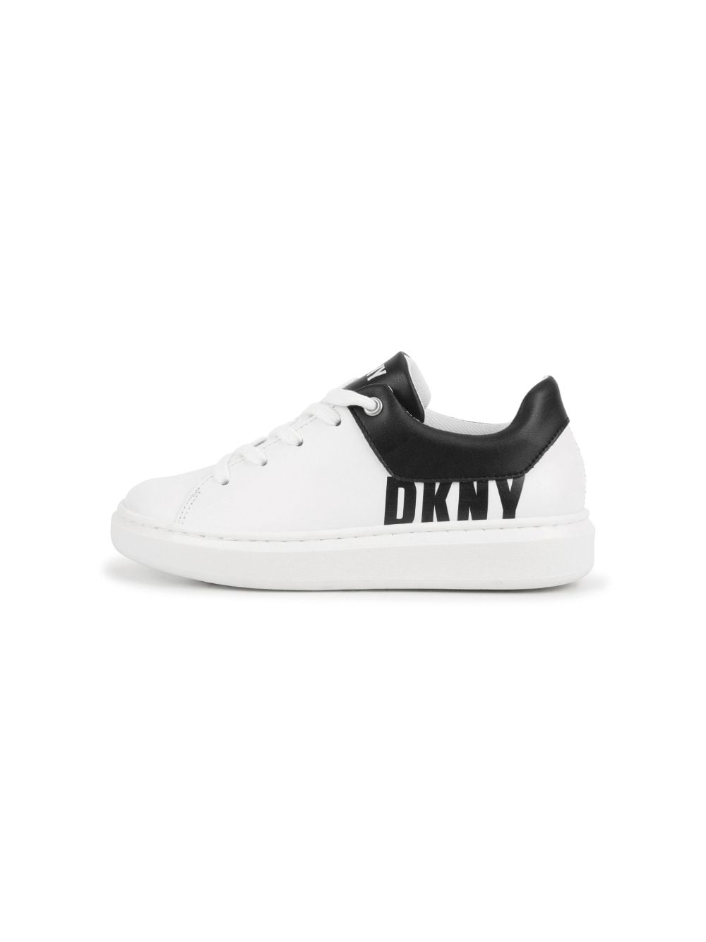 Shop Dkny Logo-print Lace-up Leather Sneakers In White