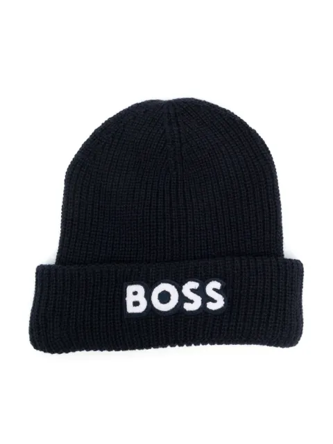 BOSS Kidswear embroidered-logo beanie hat
