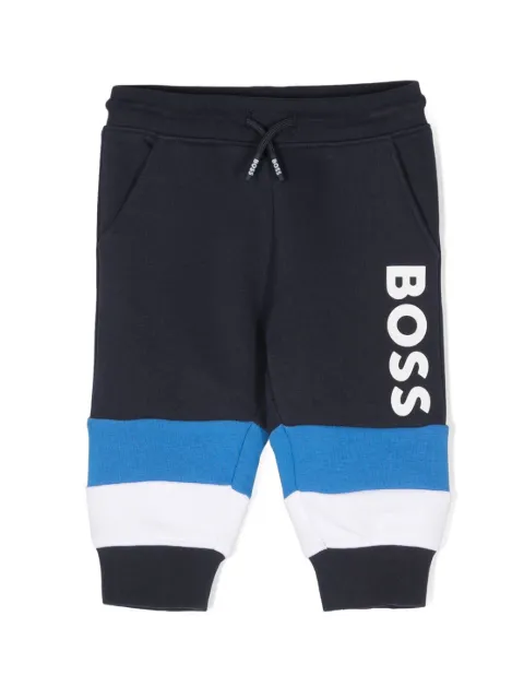 BOSS Kidswear logo-print stripe track pants