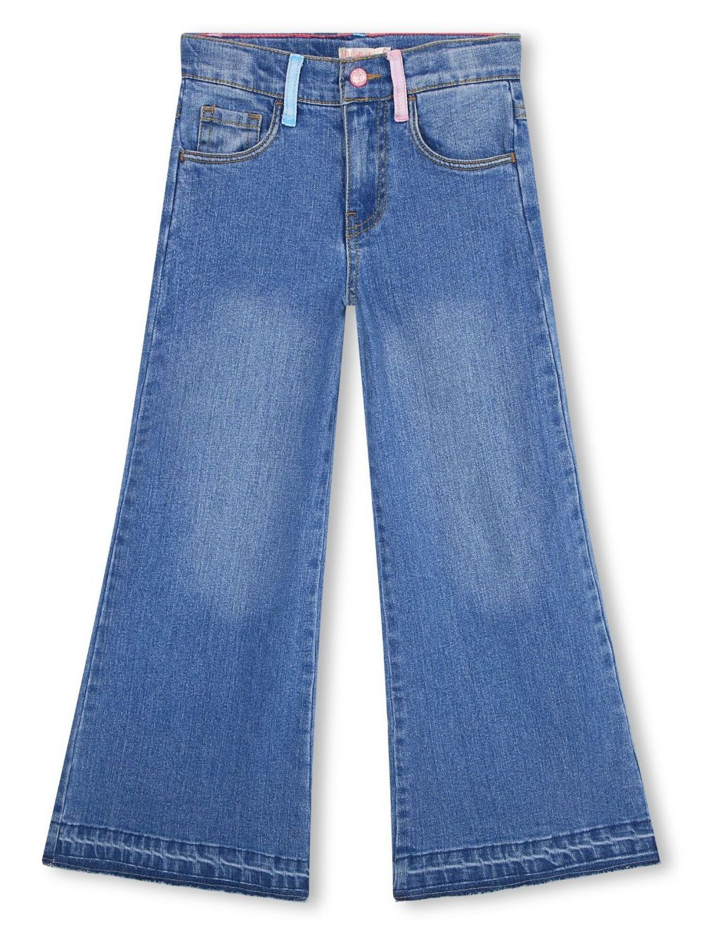 Billieblush Kids' Patchwork Wide-leg Jeans In Blue