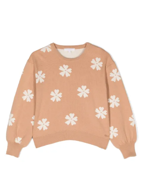 Chloé Kids pull en maille intarsia à fleurs