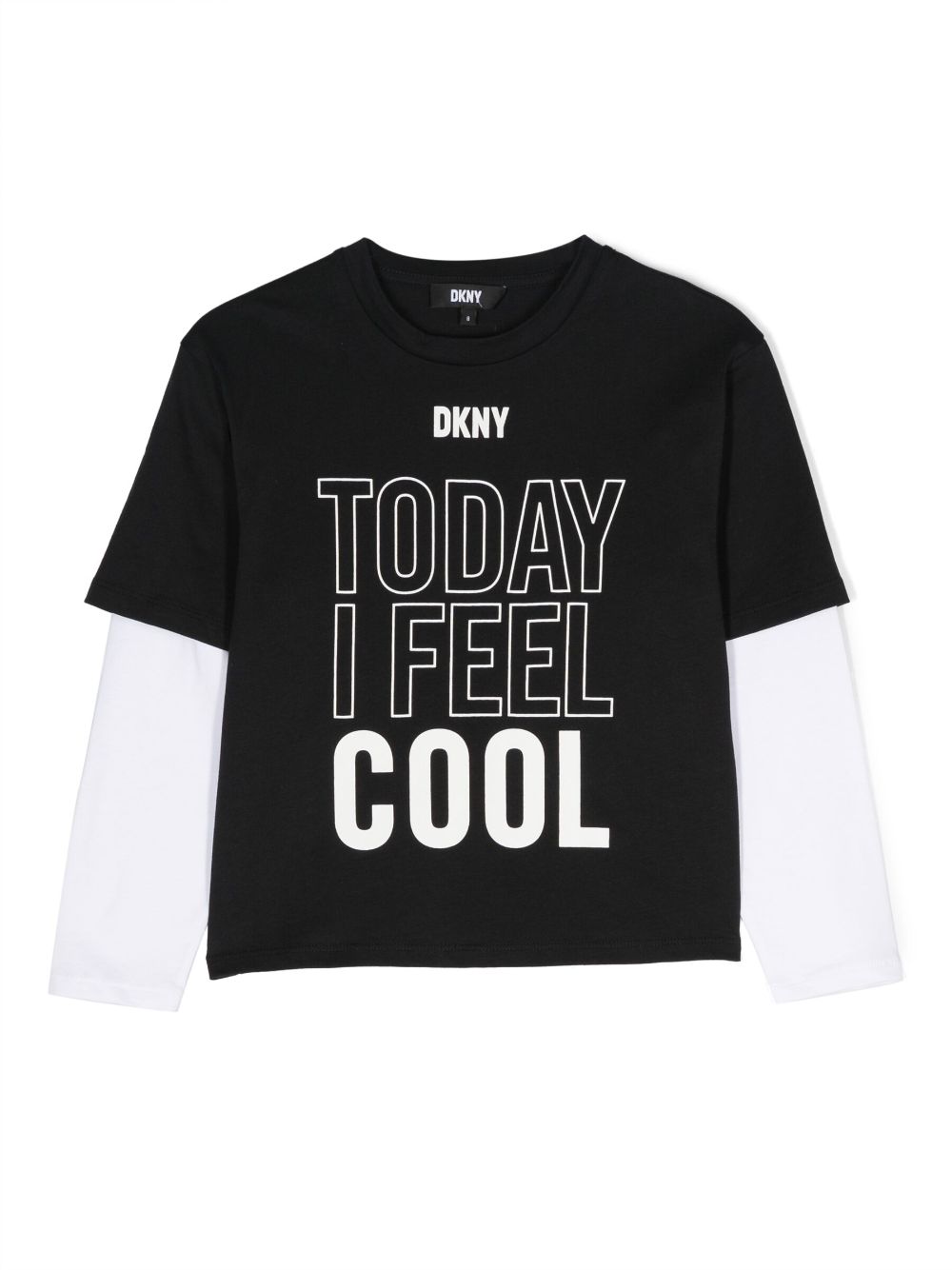 Dkny Kids' Slogan-print Cotton T-shirt In Black