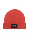 BOSS Kidswear embroidered-logo beanie hat - Orange