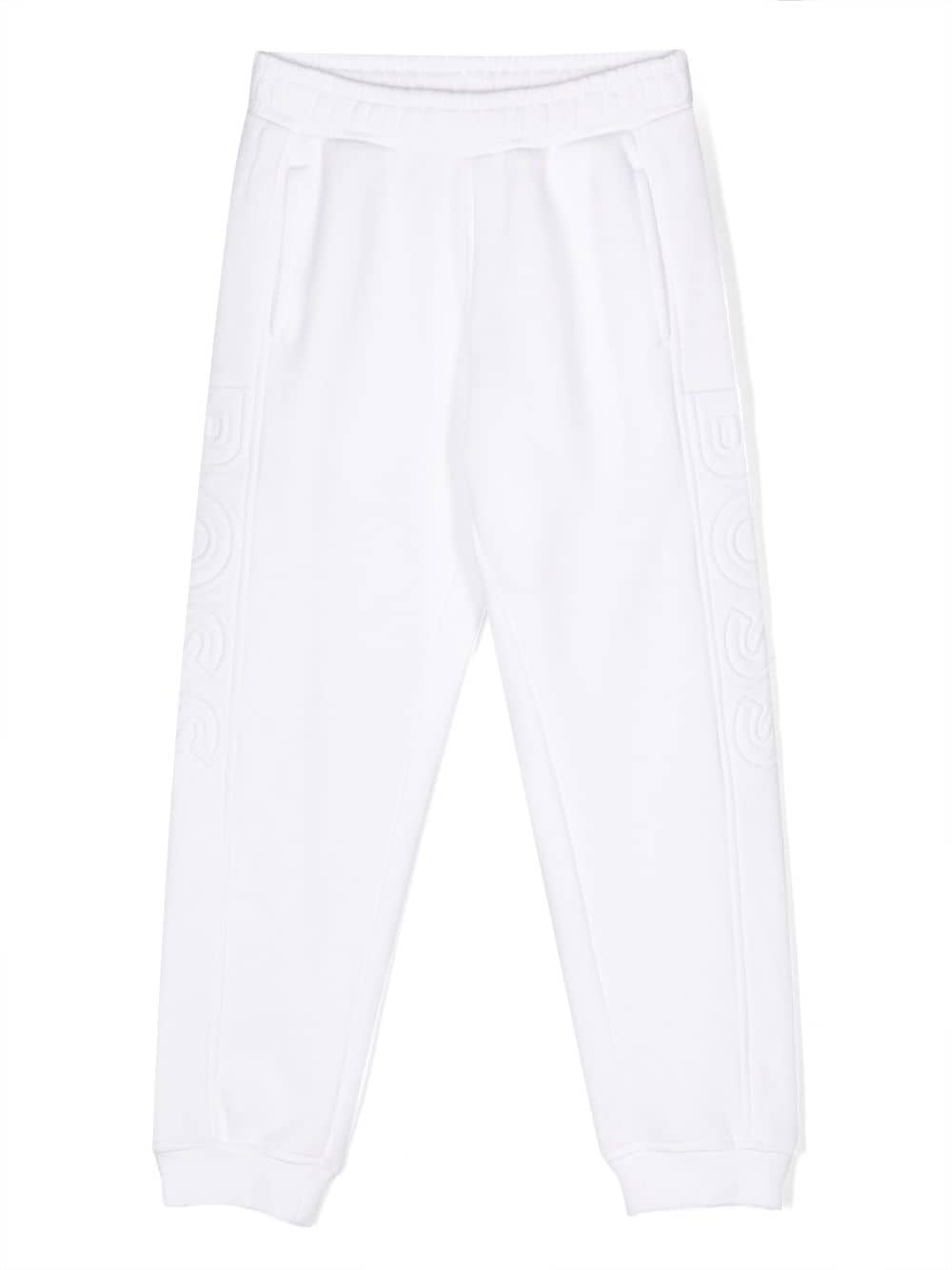 boss kidswear pantalon de jogging à logo embossé - blanc