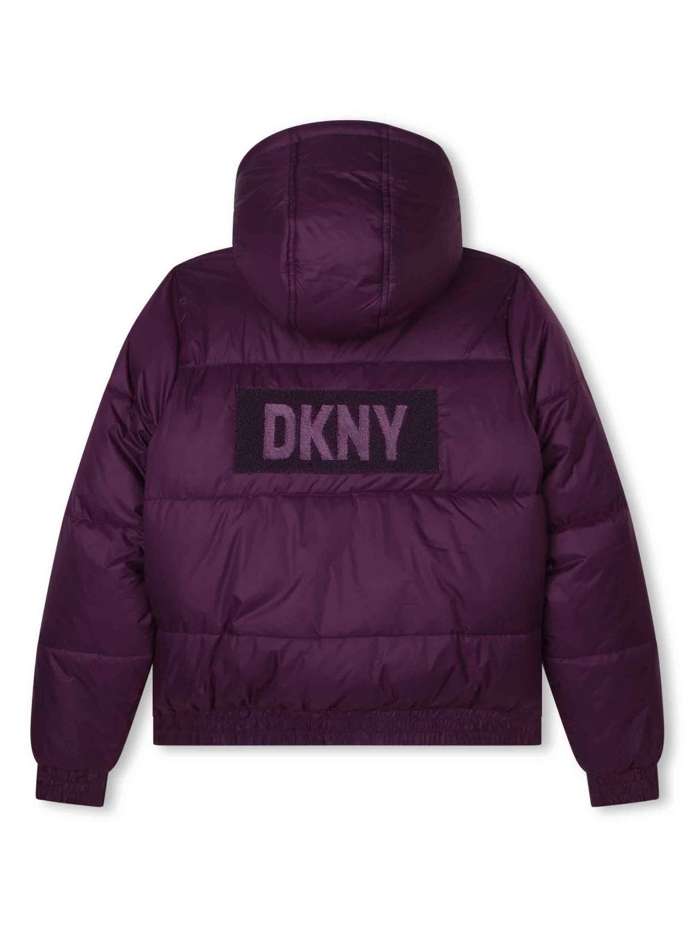 Shop Dkny Logo-print Reversible Puffer Jacket In Purple