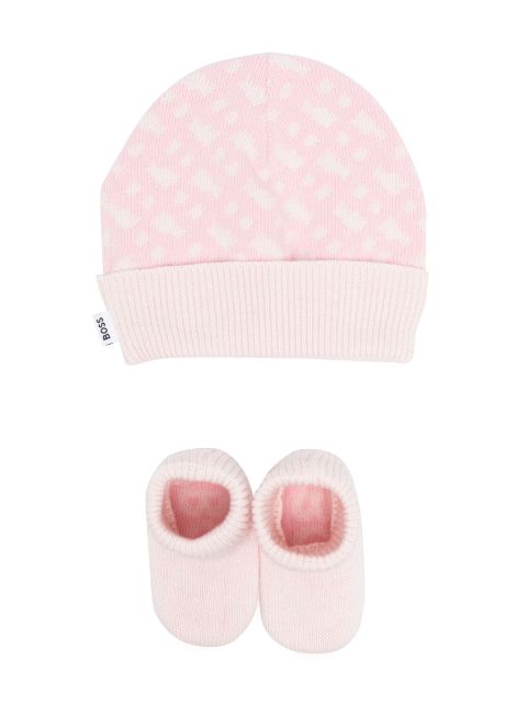BOSS Kidswear geometric-pattern hat and slippers set