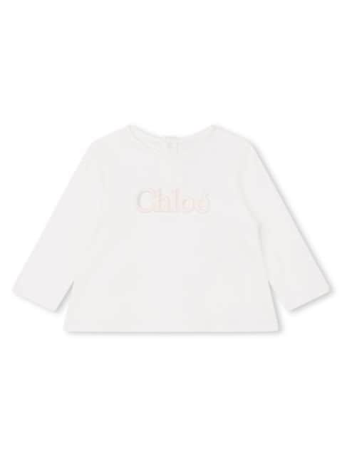 Chloé Kids embroidered-logo organic-cotton T-shirt