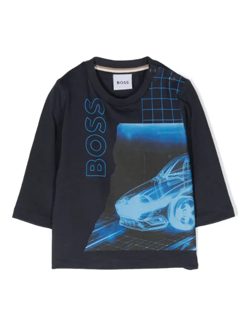 BOSS Kidswear logo-print long-sleeve top