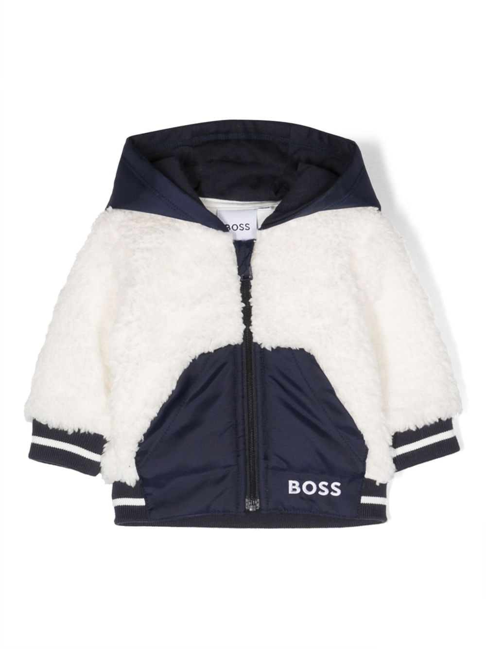 Image 1 of BOSS Kidswear logo-embroidered hooded jacket