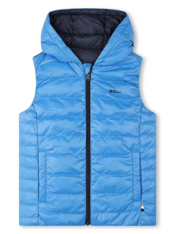 BOSS Kidswear Reversible Padded Hooded Gilet Blue FARFETCH AO