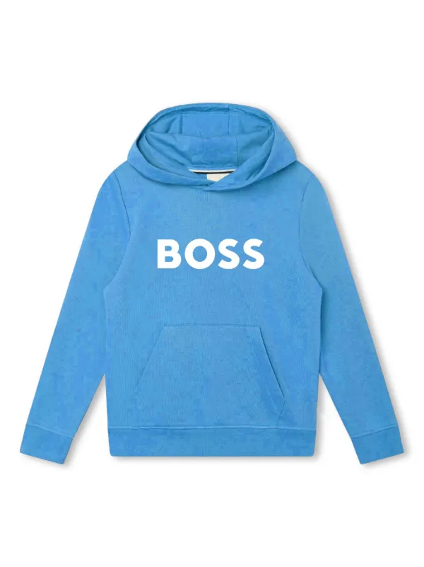 BOSS Kidswear logo print Cotton Hoodie Farfetch