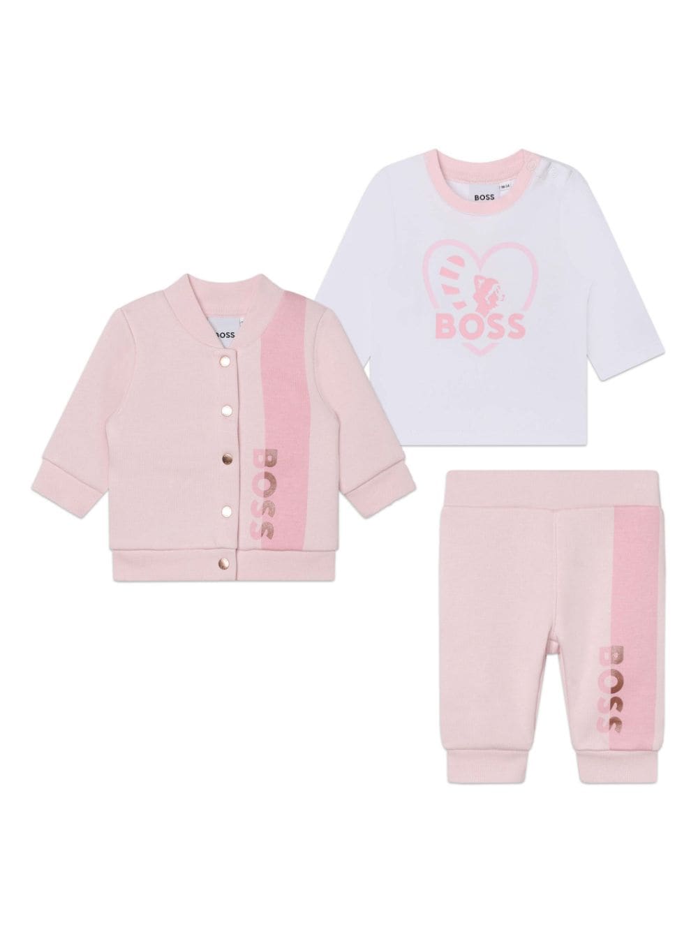 BOSS Kidswear Broek en top met logoprint Roze