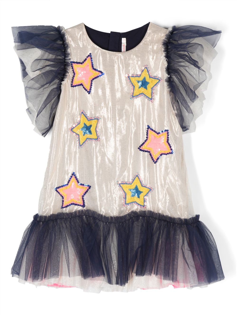 Billieblush Kids' Star-patches Dress In Neutrals