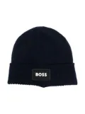 BOSS Kidswear embroidered-logo beanie hat - Blue