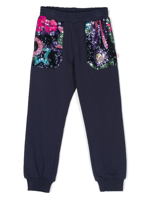 Billieblush sequin-embellished cotton track pants 