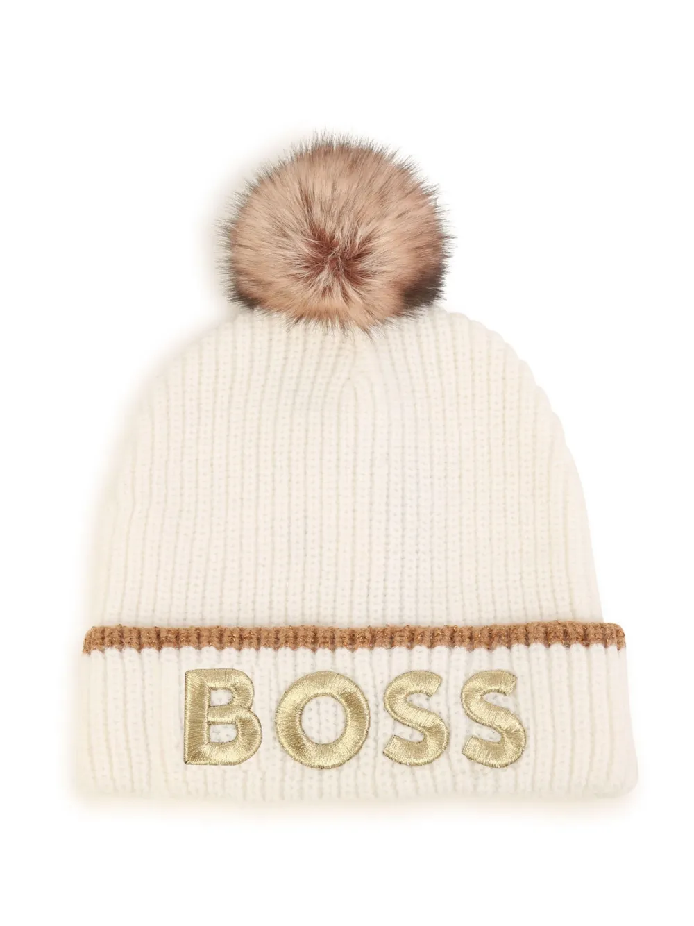 BOSS Kidswear Muts met geborduurd logo Beige