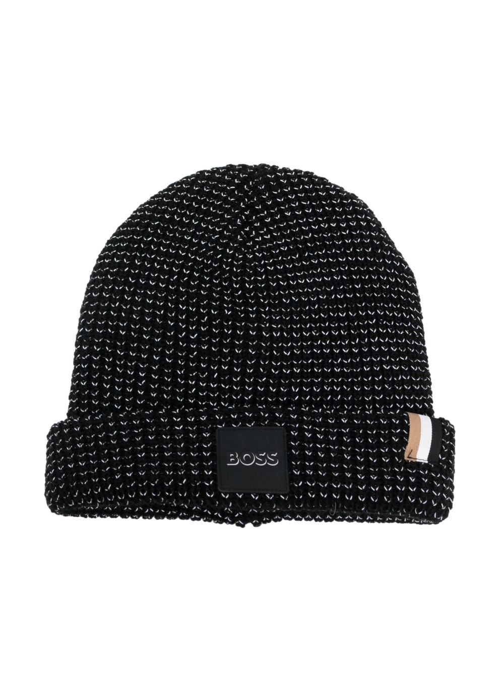 Image 1 of BOSS Kidswear metallic-thread logo-patch beanie hat