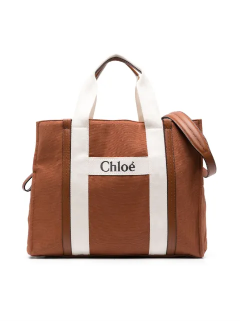 Chloé Kids sac à langer en toile à logo brodé
