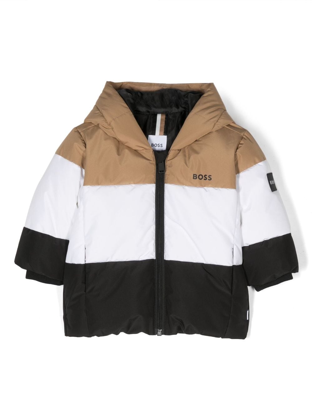 Image 1 of BOSS Kidswear hooded logo-print puffer jacket