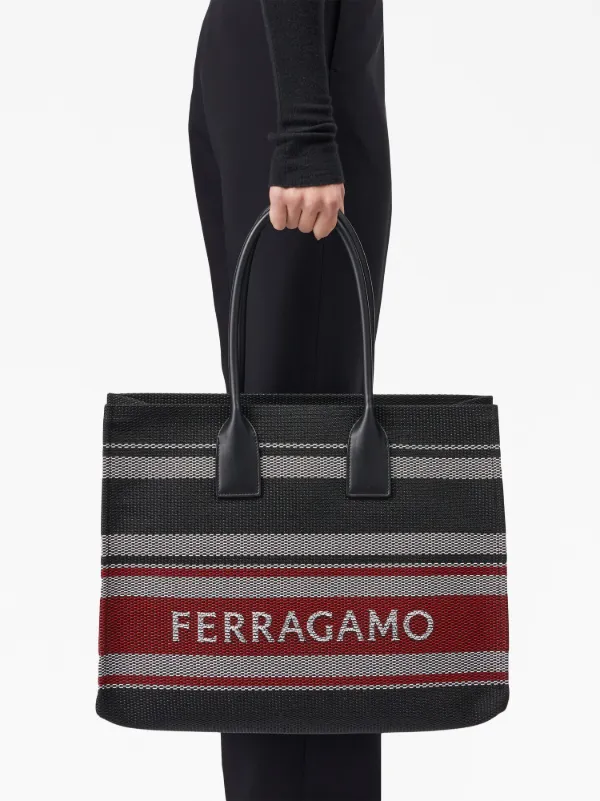 Ferragamo large Signature tote bag women Fabric CALFSKIN One Size Black
