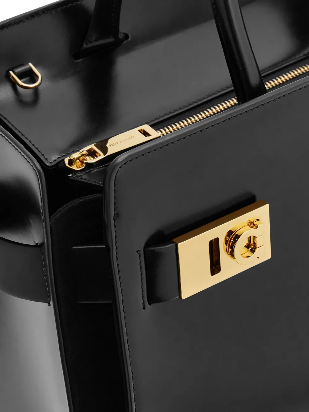 Ferragamo Gancini leren shopper Zwart