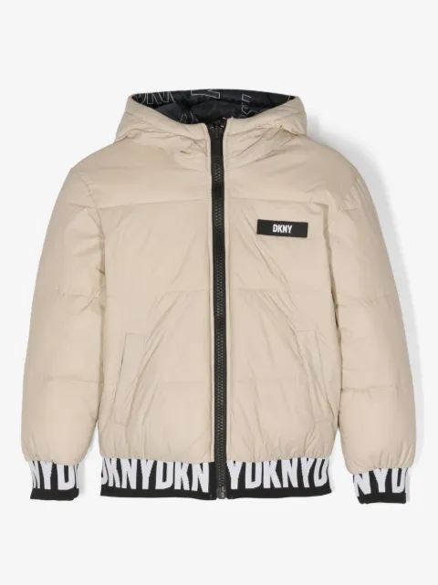 Dkny Kids chamarra reversible capitonada con capucha